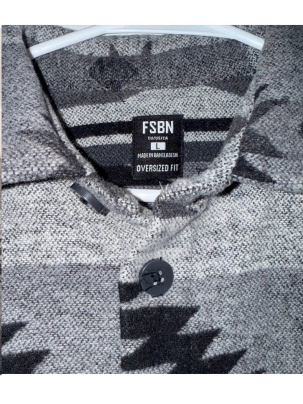 Gray Patterned Button-Front Utility Shirt-Jacket - Picture 3 of 4